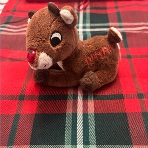 SOLD Brown Plush Reindeer with Red Nose